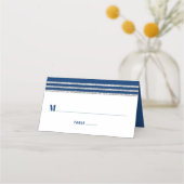 Bar Mitzvah Modern Navy Blue Silver Tallit Script Plaatskaartje (Voorkant)