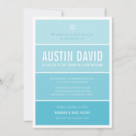 BAR MITZVAH modern ombre gradiënt heldere hemel bl Kaart (Voorkant)