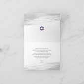 Bar Mitzvah Modern Paarse Waterverf Silver Foil Bedankkaart (Binnen)