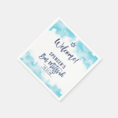 BAR MITZVAH modern script aqua blauw aquarel Servet (Hoek)