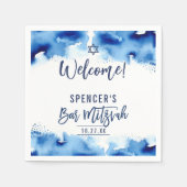 BAR MITZVAH modern script donkerblauw aquarel Servet (Voorkant)