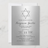 Bar Mitzvah Modern Silver & Blue Star van David Kaart (Voorkant)