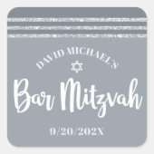 Bar Mitzvah Modern Silver Grey Tallit Bold Script Vierkante Sticker (Voorkant)