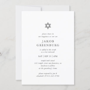 Bar Mitzvah Modern Simple Elegant Minimalist Kaart