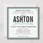 BAR MITZVAH modern sportief groen grijs Hebreeuws Kaart (Voorkant)