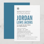BAR MITZVAH modern star boy simple denim blue Kaart (Voorkant / Achterkant)