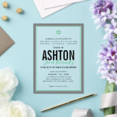 BAR MITZVAH modern star boy sporty green gray Acryl Uitnodigingen (Insitu (Huwelijk))