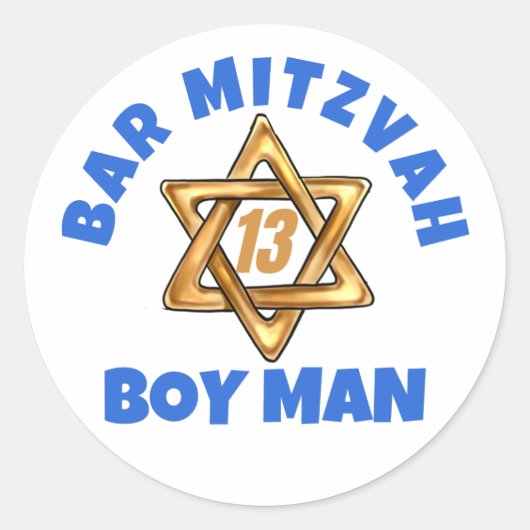 Bar Mitzvah Modern Star van David Ronde Sticker (Voorkant)