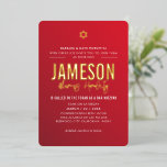 BAR MITZVAH modern ster rood bordeauxrood gradiënt Folie Uitnodiging<br><div class="desc">door kat massard >> kat@simplysweetPAPERIE.com <<< CONTACT MET ME voor aangepaste formuleringen of om regels toe te voegen in Hebreeuwse liefde voor het ontwerp, maar ik zou graag enkele wijzigingen zien - een ander kleurenschema, product, een foto toevoegen of aangepast voor een andere gelegenheid - ik neem niet alleen contact...</div>