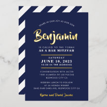 BAR MITZVAH modern, stijlvol kalligrafiegoud