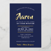 BAR MITZVAH modern, stijlvol kalligrafiegoud Folie Uitnodiging (Voorkant)