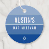 BAR MITZVAH modern strakke ombre blok koningsblauw Bedankjes Labels (Voorkant)