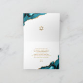 Bar Mitzvah Modern Turquoise Ombre Agate Script Bedankkaart (Binnen)