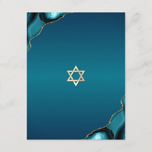 Bar Mitzvah Modern Turquoise Ombre Agate Script Informatiekaartje (Achterkant)