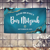Bar Mitzvah Modern Turquoise Ombre Agate Script Spandoek