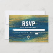 Bar Mitzvah Modern Typografie Turquoise Gold Foil RSVP Kaartje (Voorkant)