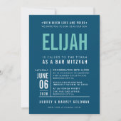 BAR MITZVAH modern vet blok donkerblauwe munt Kaart (Voorkant)