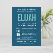 BAR MITZVAH modern vet blok donkerblauwe munt Kaart (Staand voorkant)