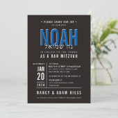 BAR MITZVAH modern vet blok koningsblauw zwart Kaart (Staand voorkant)