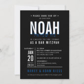 BAR MITZVAH modern vet blok koningsblauw zwart Kaart (Voorkant)