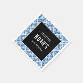 BAR MITZVAH modern vet blok koningsblauw zwart Servet (Hoek)