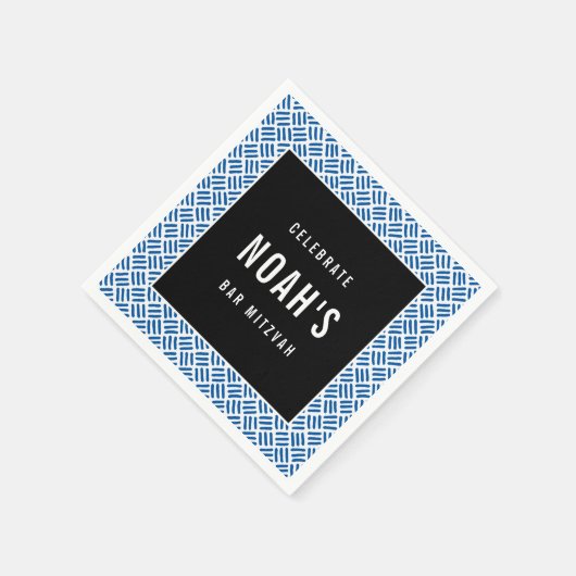 BAR MITZVAH modern vet blok koningsblauw zwart Servet (Hoek)