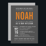 BAR MITZVAH modern vet blok type grijs sinaasappel Kaart<br><div class="desc">door kat massard >> WWW.SIMPLYSWEETPAPERIE.COM << - - - - - - - - - - - - - - - CONTACT MET ME om u te helpen bij het in evenwicht brengen van uw type perfect Love the design, maar ik zou graag een aantal wijzigingen zien - een ander...</div>