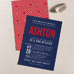 BAR MITZVAH modern vet blok type marvy blue red Kaart<br><div class="desc">door kat massard >> WWW.SIMPLYSWEETPAPERIE.COM << - - - - - - - - - - - - - - - CONTACT MET ME om u te helpen bij het in evenwicht brengen van uw type perfect Love the design, maar ik zou graag een aantal wijzigingen zien - een ander...</div>