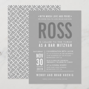 BAR MITZVAH modern vet bloktype grijs mono Kaart
