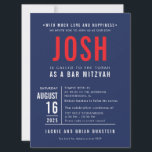 BAR MITZVAH modern vet bloktype marine rood JOSH Kaart<br><div class="desc">door kat massard >>> WWW.SIMPLYSWEETPAPERIE.COM <<<< - - - - - - - - - - - - - - - - - - - - - - - - - - - - - - - - - - - - - - - - - CUSTOM ontwerp van JOSH...</div>