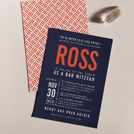 BAR MITZVAH modern vet bloktype marine sinaasappel Kaart