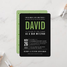 BAR MITZVAH modern vet bloktype zwart groen