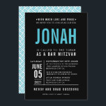 BAR MITZVAH modern vet bloktype zwart turkoois Kaart<br><div class="desc">door kat massard >> WWW.SIMPLYSWEETPAPERIE.COM << - - - - - - - - - - - - - - - CONTACT MET ME om u te helpen bij het in evenwicht brengen van uw type perfect Love the design, maar ik zou graag een aantal wijzigingen zien - een ander...</div>