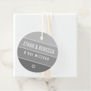 BAR MITZVAH modern vet bold blok grijs Bedankjes Labels