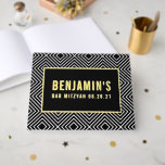 BAR MITZVAH modern vet geometrisch patroon zwart Gastenboek<br><div class="desc">door kat massard >> https://linktr.ee/simplysweetpaperie <<<<</div>