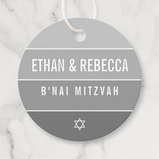 BAR MITZVAH modern vet ombre blok grijs Bedankjes Labels (Voorkant)