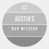 BAR MITZVAH modern vet ombre blok grijs Ronde Sticker (Voorkant)