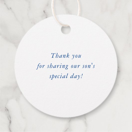 BAR MITZVAH modern vet ombre blok koninklijk blauw Bedankjes Labels (Achterkant)