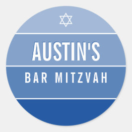 BAR MITZVAH modern vet ombre blok koninklijk blauw Ronde Sticker