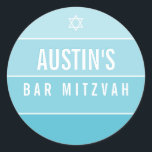 BAR MITZVAH modern vet ombre blok turquoise blauw Ronde Sticker<br><div class="desc">door kat massard >> https://linktr.ee/simplysweetpaperie <<<< Love the design,  maar ik zou graag enkele wijzigingen zien - een ander kleurenschema,  product,  een foto toevoegen of aangepast voor een andere gelegenheid - zonder enige zorgen contact met mij op te nemen,  kat@simplysweetPAPERIE.com - ik help u graag!</div>