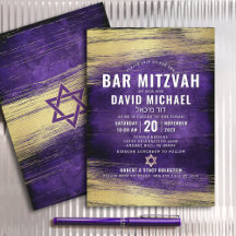 Bar Mitzvah Modern Vet Type Paars Goud Folie