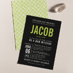 BAR MITZVAH modern vet type zwart limoengroen Kaart<br><div class="desc">door kat massard >> WWW.SIMPLYSWEETPAPERIE.COM << - - - - - - - - - - - - - - - CONTACT MET ME om u te helpen bij het in evenwicht brengen van uw type perfect Love the design, maar ik zou graag een aantal wijzigingen zien - een ander...</div>
