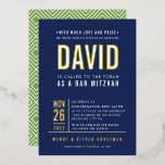 BAR MITZVAH modern, vetgedrukt bloktype marjoviaal Folie Uitnodiging<br><div class="desc">door kat massard >> WWW.SIMPLYSWEETPAPERIE.COM <<< - - - - - - - - - - - - - met echte glans-gouden folie-elementen! NEEM ME CONTACT om u te helpen bij het in evenwicht brengen van uw type: houd perfect van het ontwerp, maar zou graag enkele wijzigingen zien - een...</div>
