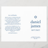 Bar Mitzvah Modern Vouwbaar Papier Programma, Blau Flyer (Voorkant)