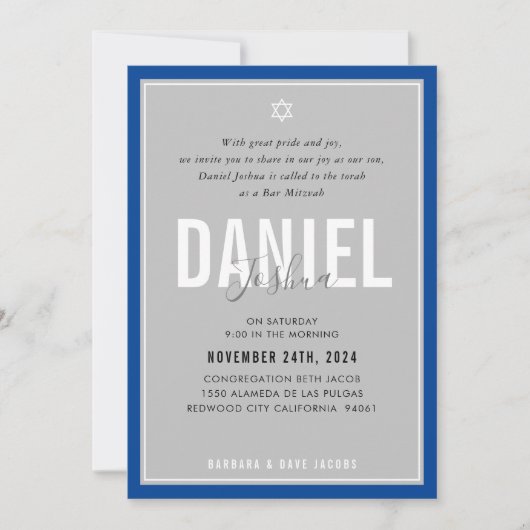 BAR MITZVAH moderne atletische jongen vet blauw gr Kaart (Voorkant)