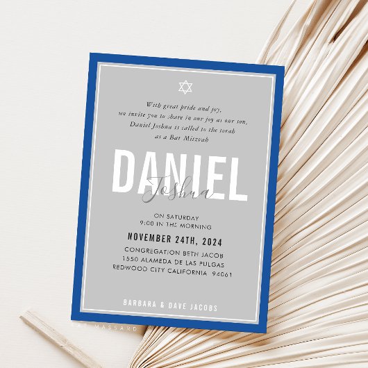 BAR MITZVAH moderne atletische jongen vet blauw gr Kaart