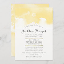 BAR MITZVAH moderne bleke geel grijs waterverf