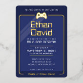 BAR MITZVAH moderne coole gaming controls marinebl Folie Uitnodiging (Voorkant)