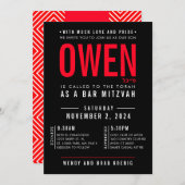 BAR MITZVAH moderne eenvoudige stapel rood zwart Q Kaart (Voorkant / Achterkant)