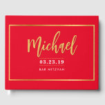 BAR MITZVAH moderne faux gouden naam kalligrafie r Gastenboek<br><div class="desc">door kat massard >> WWW.SIMPLYSWEETPAPERIE.COM <<< meer overeenkomende objecten in voorraad</div>